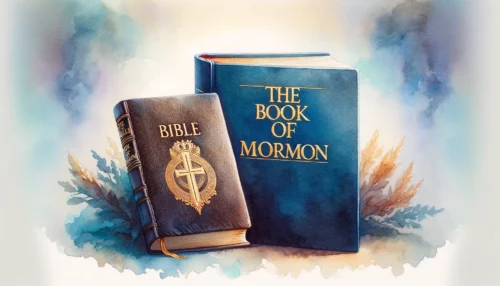 Side-by-side representation of Christianity's Bible and Mormonism's Book of Mormon, highlighting their spiritual importance.